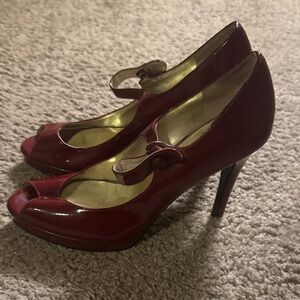 Guess by Marciano Burgundy Peep-Toe Heels